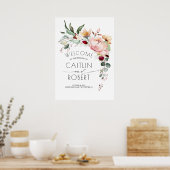 Rustic Bloom Cascading Flowers Fall Wedding Poster (Keuken)