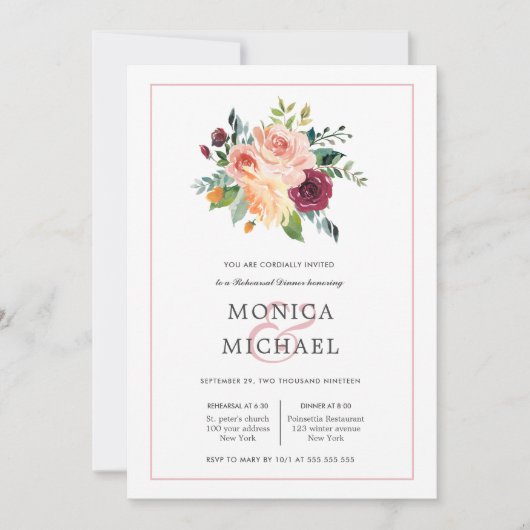 Rustic Bloom | Dinner van de repetitie van de Bour Kaart (Voorkant)