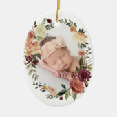 Rustic Bloom eerste kerstfoto Keramisch Ornament (Voorkant)
