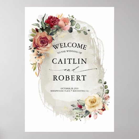 Rustic Bloom Elegant Fall Wedding Poster (Voorkant)