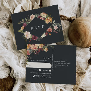 Rustic Bloom Floral Wedding Meal Choice RSVP Briefkaart