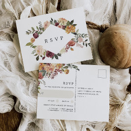 Rustic Bloom Floral Wedding Meal Choice RSVP Briefkaart