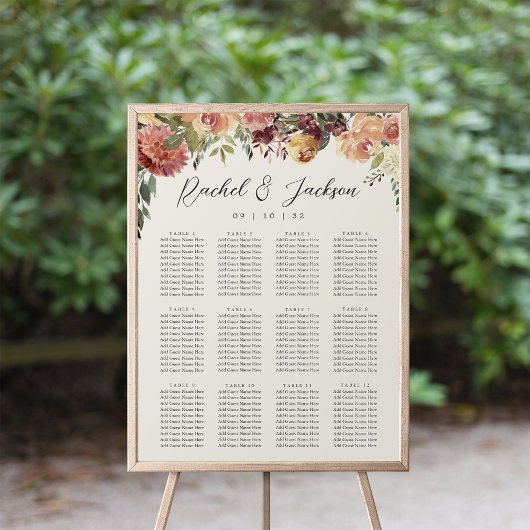 Rustic Bloom Floral Wedding Seating Chart Poster