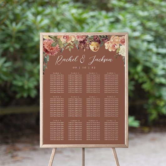 Rustic Bloom Floral Wedding Seating Chart Poster