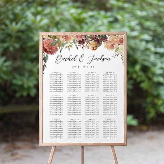 Rustic Bloom Floral Wedding Seating Chart Poster