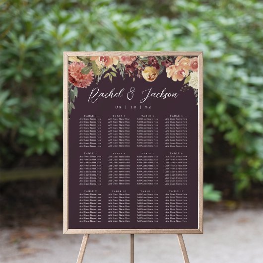 Rustic Bloom Floral Wedding Seating Chart Poster