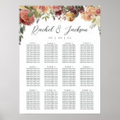 Rustic Bloom Floral Wedding Seating Chart Poster (Voorkant)