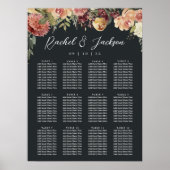 Rustic Bloom Floral Wedding Seating Chart Poster (Voorkant)