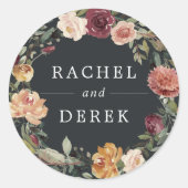 Rustic Bloom | Floral Wreath Wedding Ronde Sticker (Voorkant)