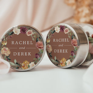 Rustic Bloom Floral Wreath Wedding Ronde Sticker