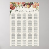 Rustic Bloom Floral XL Wedding Seating Chart Poster (Voorkant)