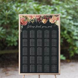 Rustic Bloom Floral XL Wedding Seating Chart Poster