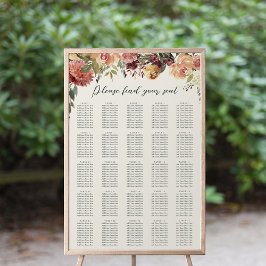 Rustic Bloom Floral XL Wedding Seating Chart Poster