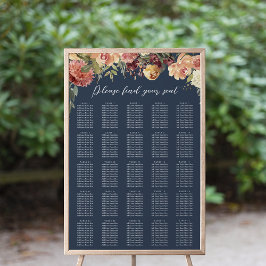 Rustic Bloom Floral XL Wedding Seating Chart Poster