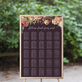 Rustic Bloom Floral XL Wedding Seating Chart Poster
