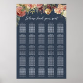 Rustic Bloom Floral XL Wedding Seating Chart Poster (Voorkant)