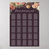 Rustic Bloom Floral XL Wedding Seating Chart Poster (Voorkant)