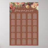 Rustic Bloom Floral XL Wedding Seating Chart Poster (Voorkant)