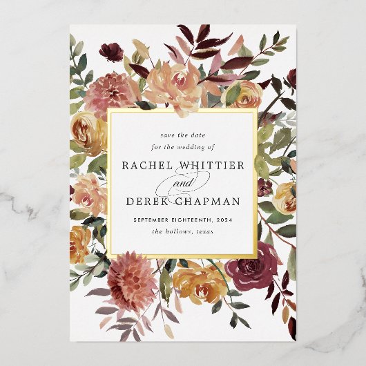 Rustic Bloom Folie sparen de Kaart van de Datum (Voorkant)