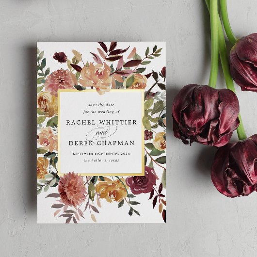 Rustic Bloom Folie sparen de Kaart van de Datum