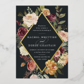 Rustic Bloom Geometric Floral Wedding Folie Uitnodiging (Voorkant)