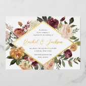 Rustic Bloom Geometric Floral Wedding Folie Uitnodiging (Voorkant)