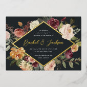 Rustic Bloom Geometric Floral Wedding Folie Uitnodiging (Voorkant)