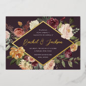 Rustic Bloom Geometric Floral Wedding Folie Uitnodiging (Voorkant)