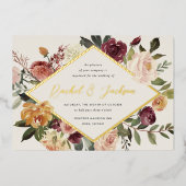 Rustic Bloom Geometric Floral Wedding Folie Uitnodiging (Voorkant)