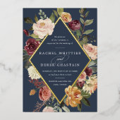 Rustic Bloom Geometric Floral Wedding Folie Uitnodiging (Voorkant)