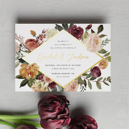 Rustic Bloom Geometric Floral Wedding Folie Uitnodiging