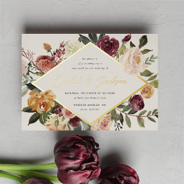 Rustic Bloom Geometric Floral Wedding Folie Uitnodiging