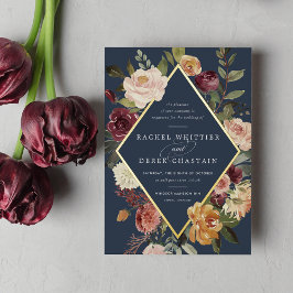 Rustic Bloom Geometric Floral Wedding Folie Uitnodiging