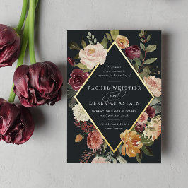 Rustic Bloom Geometric Floral Wedding Folie Uitnodiging