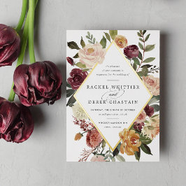 Rustic Bloom Geometric Floral Wedding Folie Uitnodiging