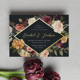 Rustic Bloom Geometric Floral Wedding Folie Uitnodiging