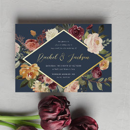 Rustic Bloom Geometric Floral Wedding Folie Uitnodiging