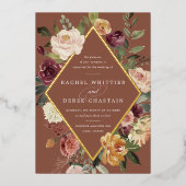 Rustic Bloom Geometric Floral Wedding Folie Uitnodiging (Voorkant)