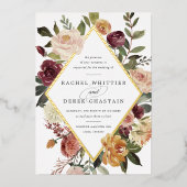 Rustic Bloom Geometric Floral Wedding Folie Uitnodiging (Voorkant)
