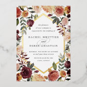 Rustic Bloom Geometric Waterverf Floral Wedding Folie Uitnodiging (Voorkant)