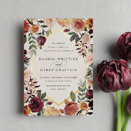 Rustic Bloom Geometric Waterverf Floral Wedding Folie Uitnodiging