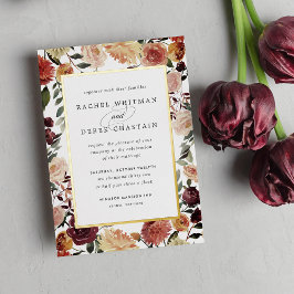 Rustic Bloom Geometric Waterverf Floral Wedding Folie Uitnodiging