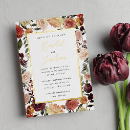 Rustic Bloom Geometric Waterverf Floral Wedding Folie Uitnodiging