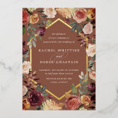 Rustic Bloom Geometric Waterverf Floral Wedding Folie Uitnodiging (Voorkant)