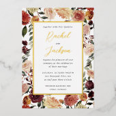 Rustic Bloom Geometric Waterverf Floral Wedding Folie Uitnodiging (Voorkant)