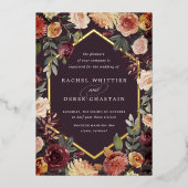 Rustic Bloom Geometric Waterverf Floral Wedding Folie Uitnodiging (Voorkant)