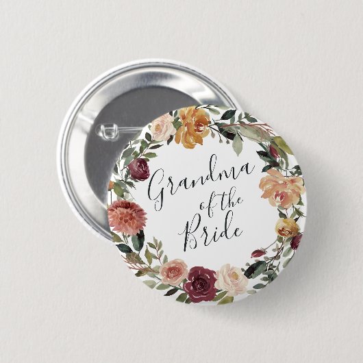 Rustic Bloom Grandma van de Bride Ronde Button 5,7 Cm (Voorkant /achterkant)