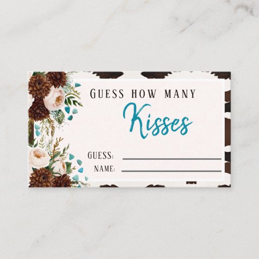 Rustic Bloom "Guess How Many Kisses" Bridal Game Informatiekaartje (Voorkant)