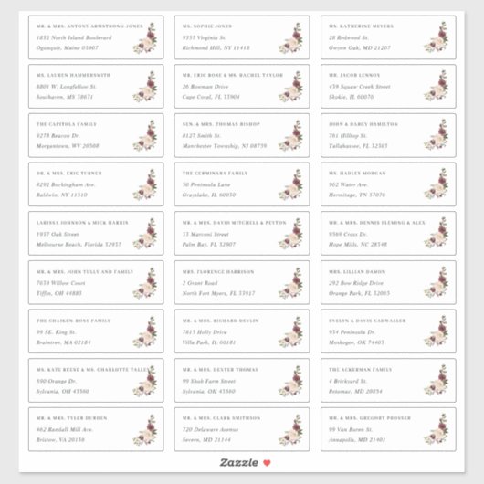 Rustic Bloom | Individuele gast Adresetiketten Sticker (Vel)