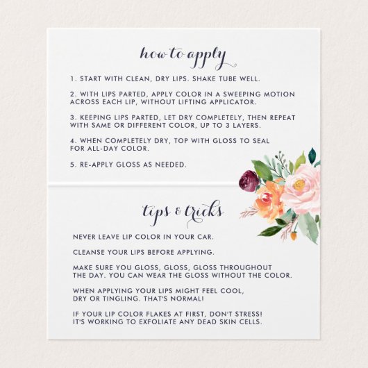 Rustic Bloom Lip Product Distributeur Tips & Trick Visitekaartje (Binnenkant ongevouwen)